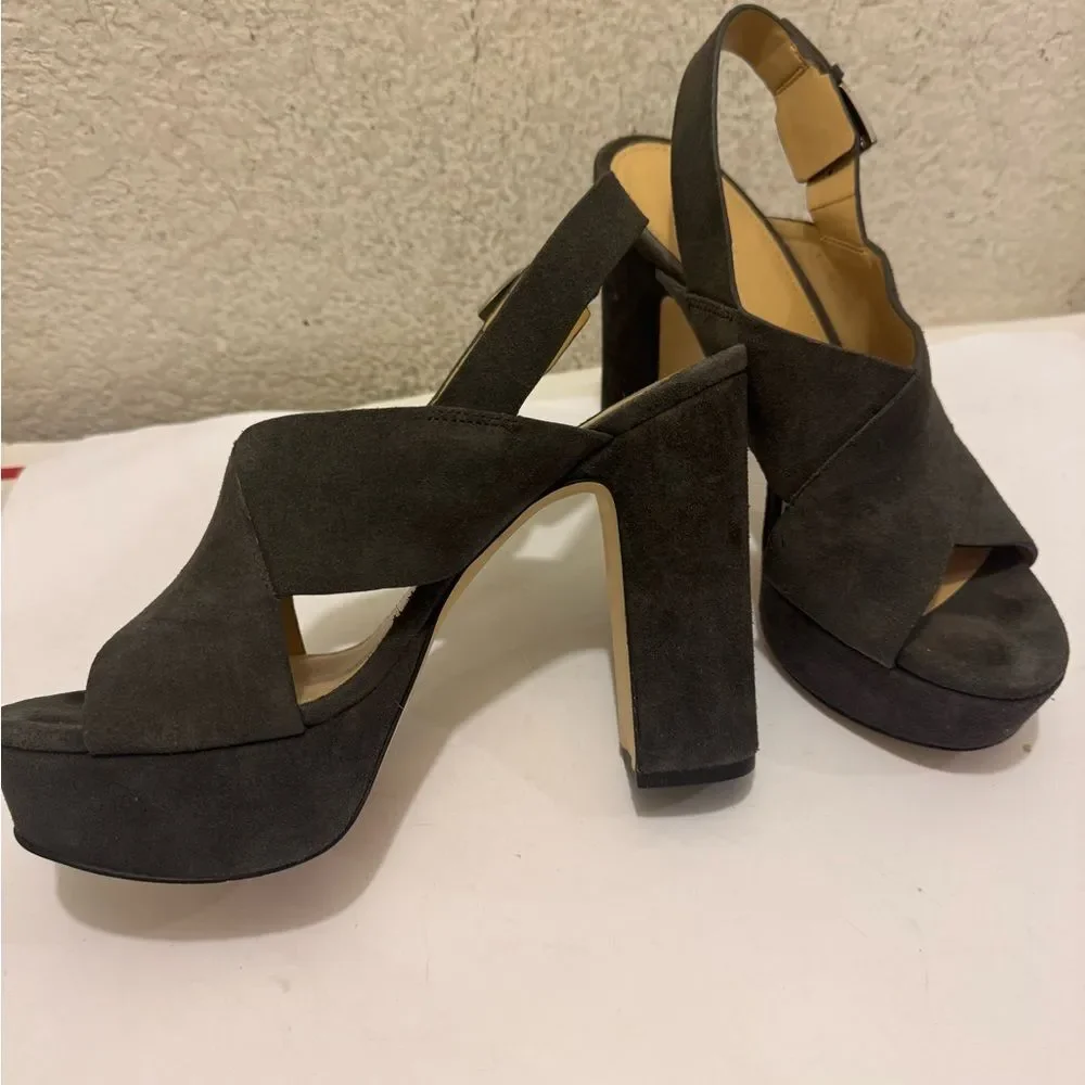 Michael Kors Dark Gray Suede Platform Heels